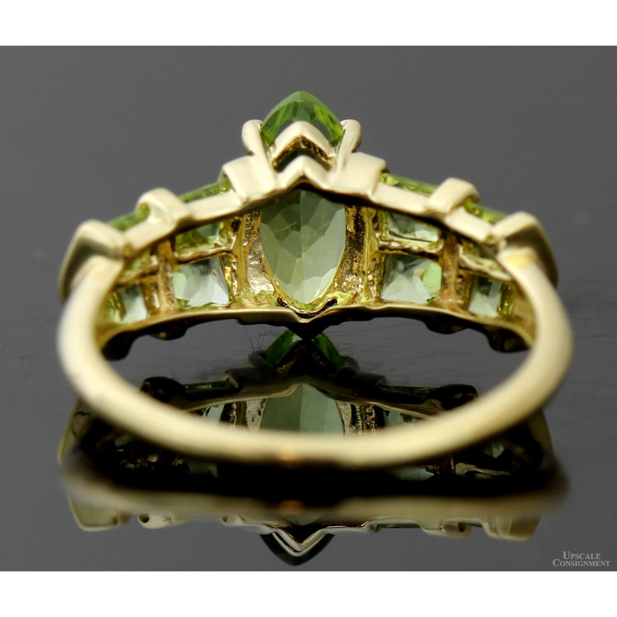 2.23ctw Marquise & Square Peridot Gemstone 14K Gold Ring