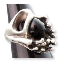 Modernist Fine 950 Silver Black Sapphire Ring by Mateo