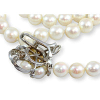 Cultured Pearl 42" Rope Strand 14K Gold .62ctw Diamond Shortener