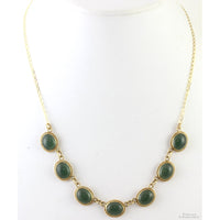 17.28ctw Medium Dark Green Jadeite Jade 14K Gold Necklace