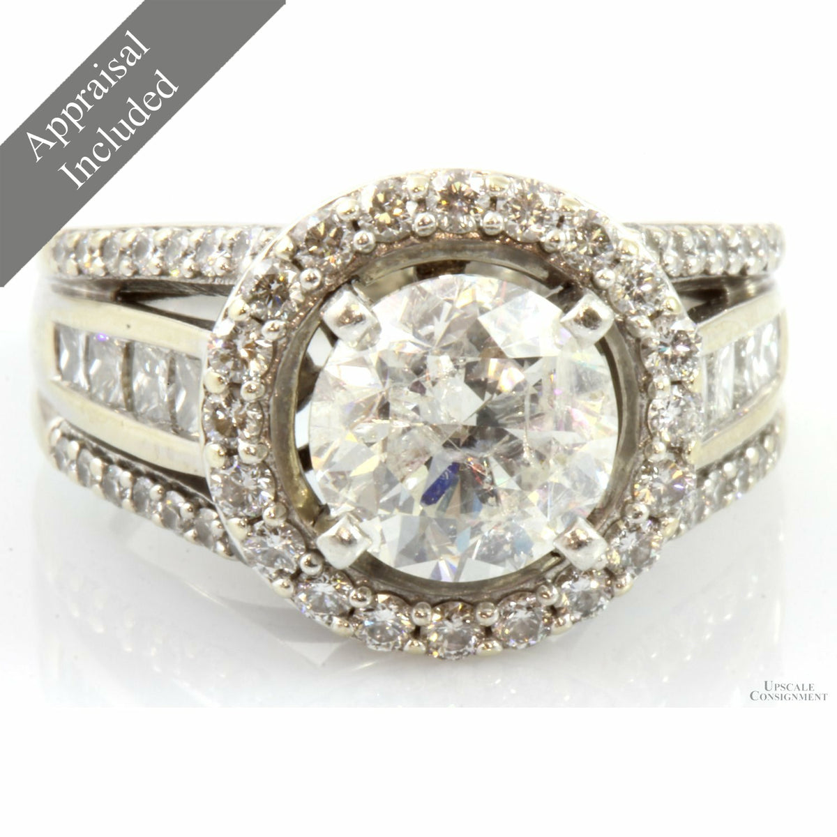 3.39ctw Diamond 14K Gold Ring Clarity Enhanced 2.08ct Solitaire