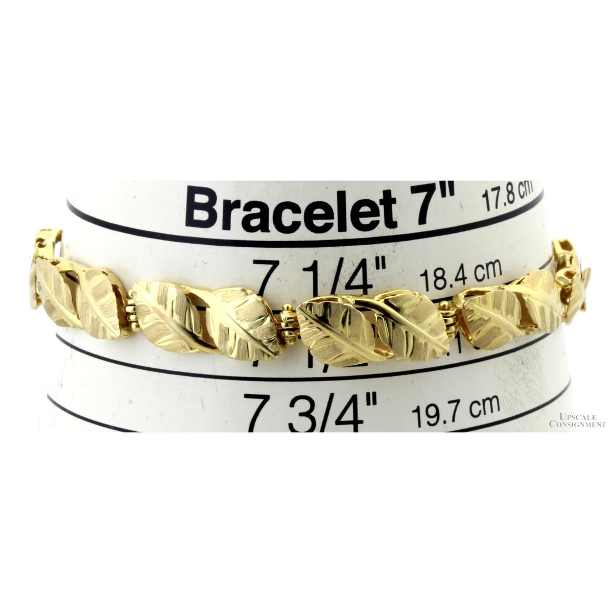 Italian Artisan 14K Yellow Gold Diamond-Cut Leaf Link Bracelet