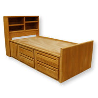 Oak Twin Captain's Bed W/Drawers
