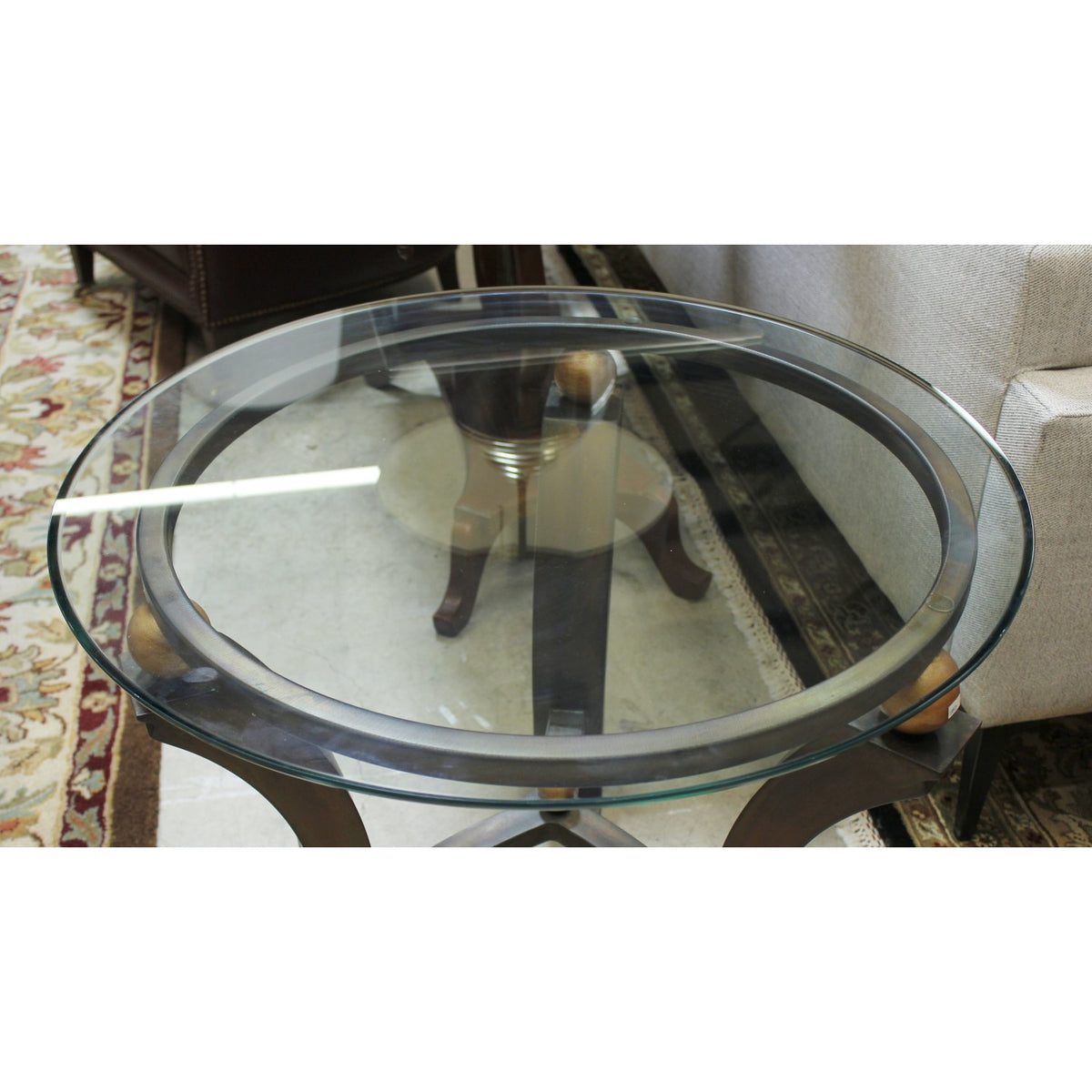 Round Glass Side Table w/Tripod Base