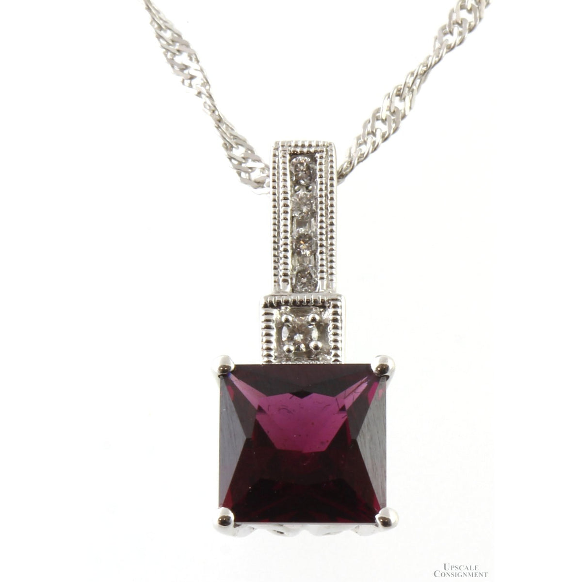 Purple-Red Rhodolite Garnet & Diamond 14K Gold Pendant