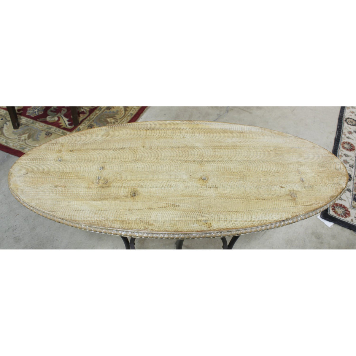 Petite Light Wood Oval Console Table