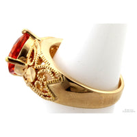 14K Gold Vermeil Sterling Silver Created Orange Sapphire Ring