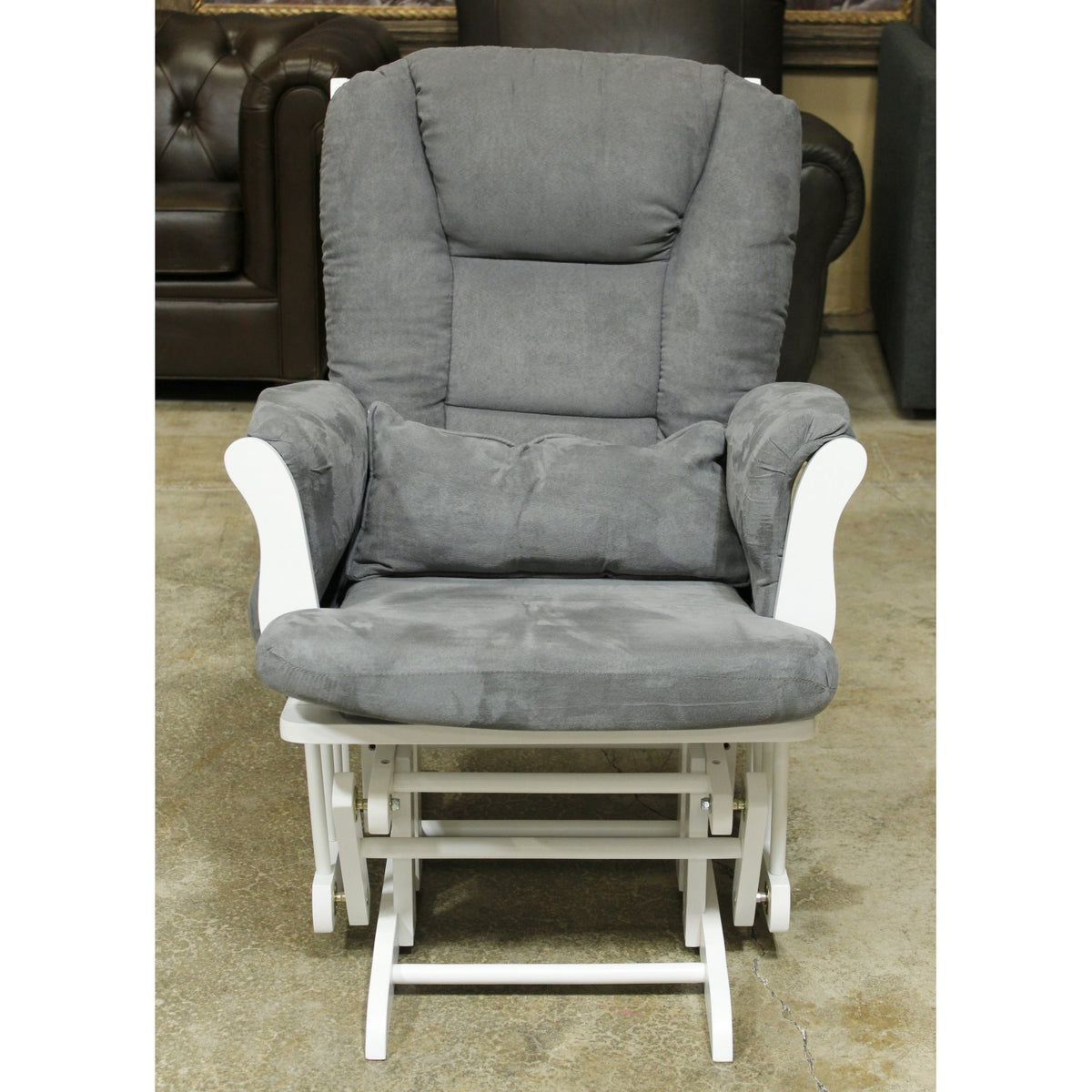 Storkcraft White & Gray Glider Chair w/Ottoman