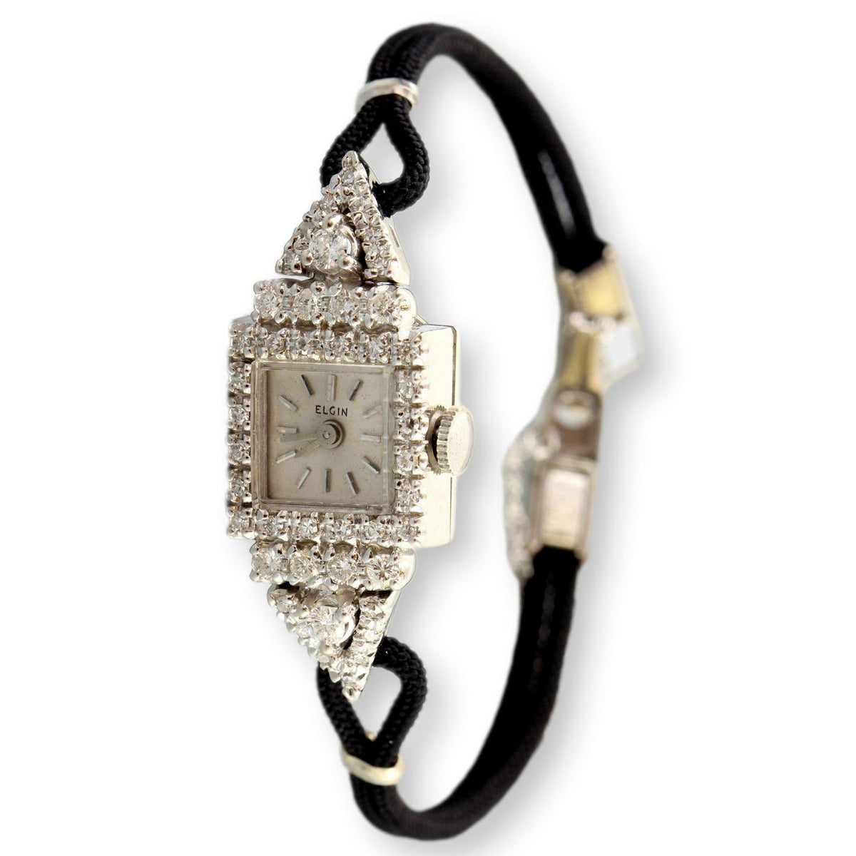 1950s Elgin 14K Gold .75ctw Diamond Watch - Swiss 17J Wind-Up
