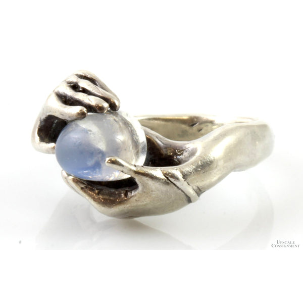 Sterling Silver Oracle Magical Moonstone Crystal Ball Ring