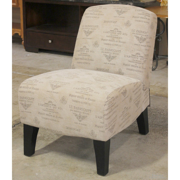 French Print Armless Accent Chair