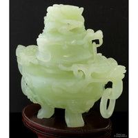 Antique Chinese Carved Serpentine Tripod Incense Burner Censer