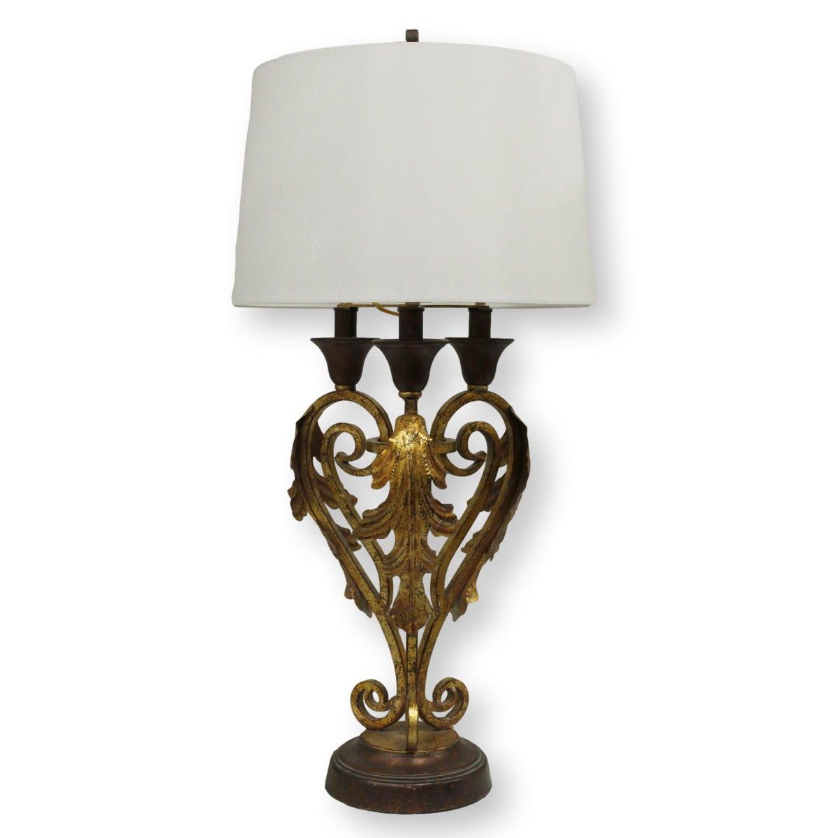 Scrolling Wrought Iron Gold Table Lamp
