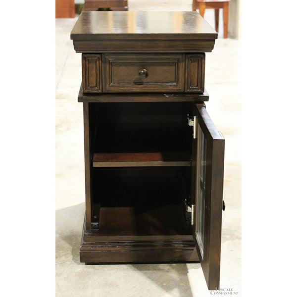 Mahogany Nightstand with Glass Door