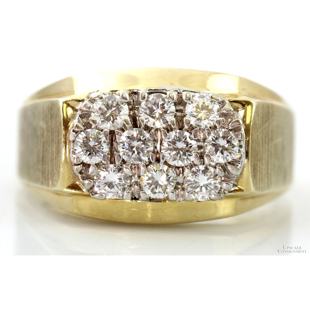 1.00ctw Diamond Cluster 14K Gold Man's Two-Tone Ring