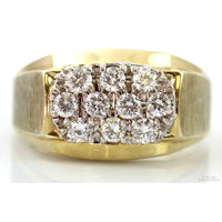 1.00ctw Diamond Cluster 14K Gold Man's Two-Tone Ring