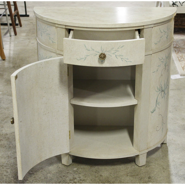 Ivory Demilune Console Cabinet