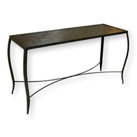 Black Metal Woven Top Console Table