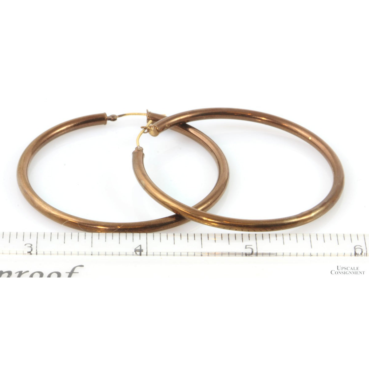 Chocolate Polished 2" Hoop Earrings in 14K Gold