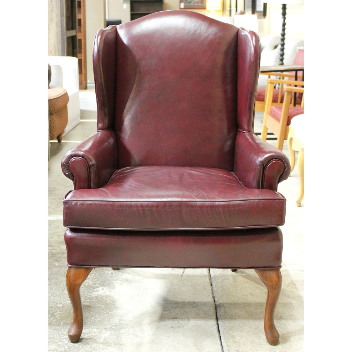 Fairfield Burgundy Leather Wingback Chair