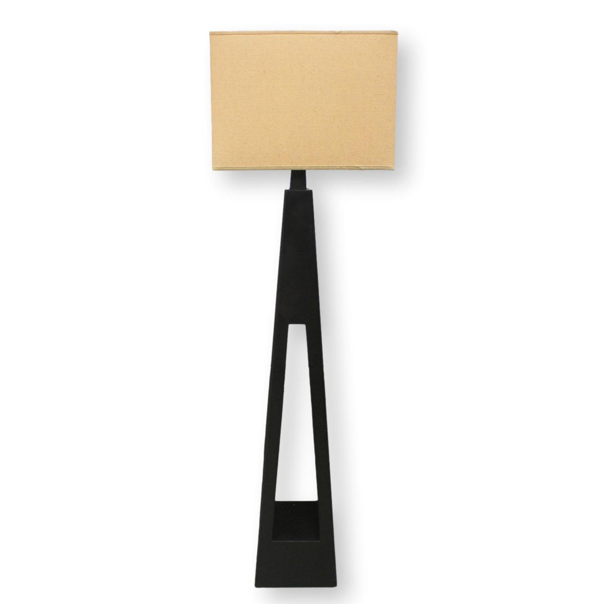 Dark Brown Sculptural Floor Lamp w/Rectangle Shade