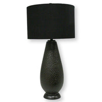 Hammered Copper Table Lamp w/Black Shade