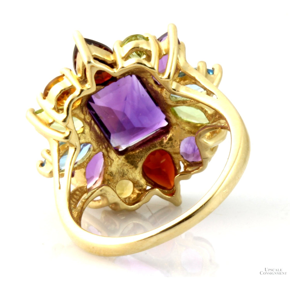 Multi-Gemstone Rainbow 10K Yellow Gold Ring