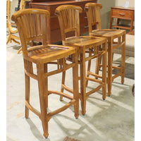 Set of 3 Solid Teak Bar Stools