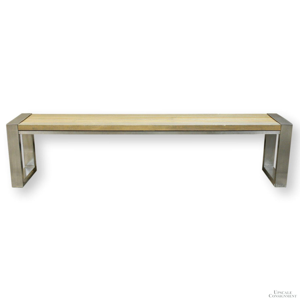 Wood Plank & Chrome Bench