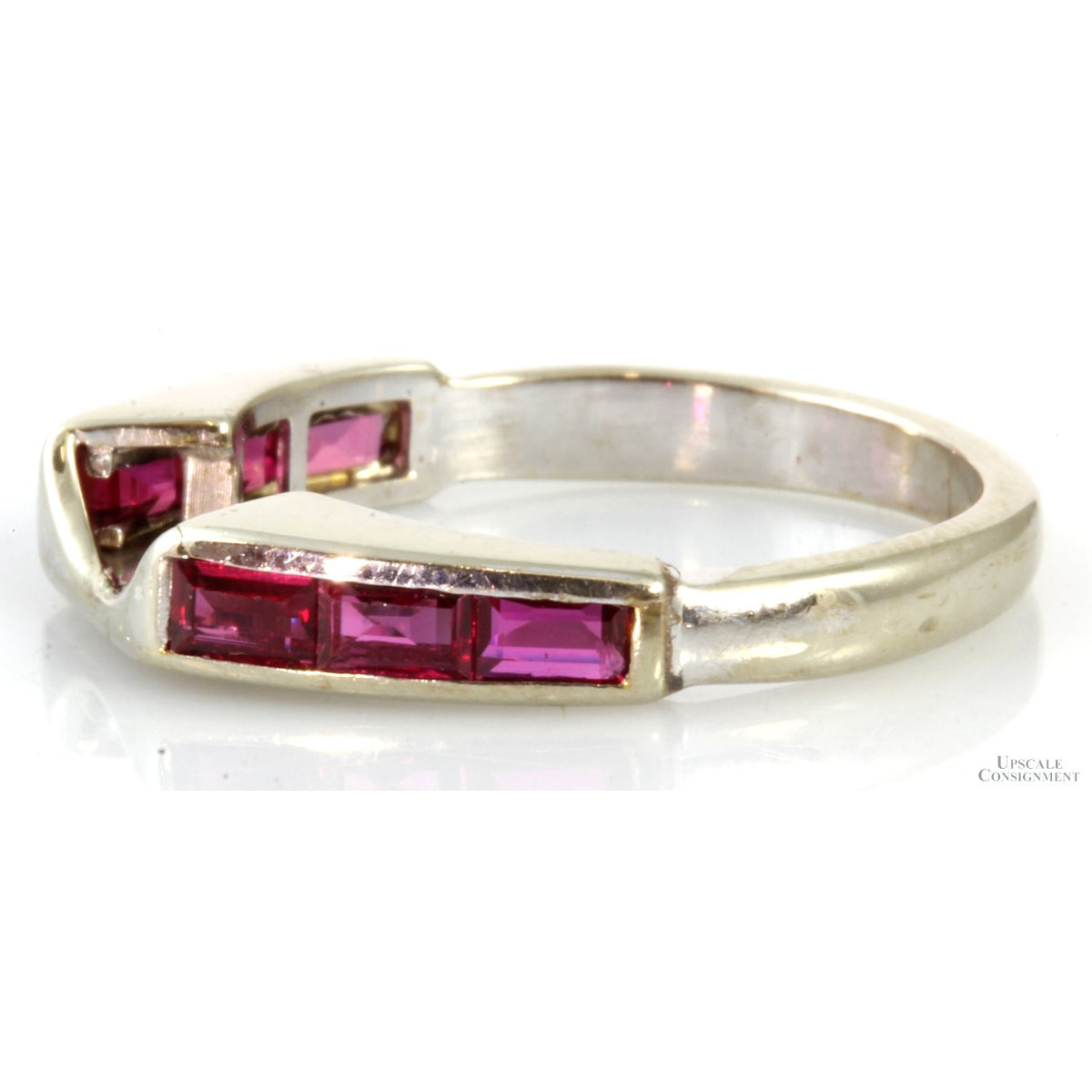 .65ctw Baguette Ruby 14K White Gold Enhancer Wrap Band