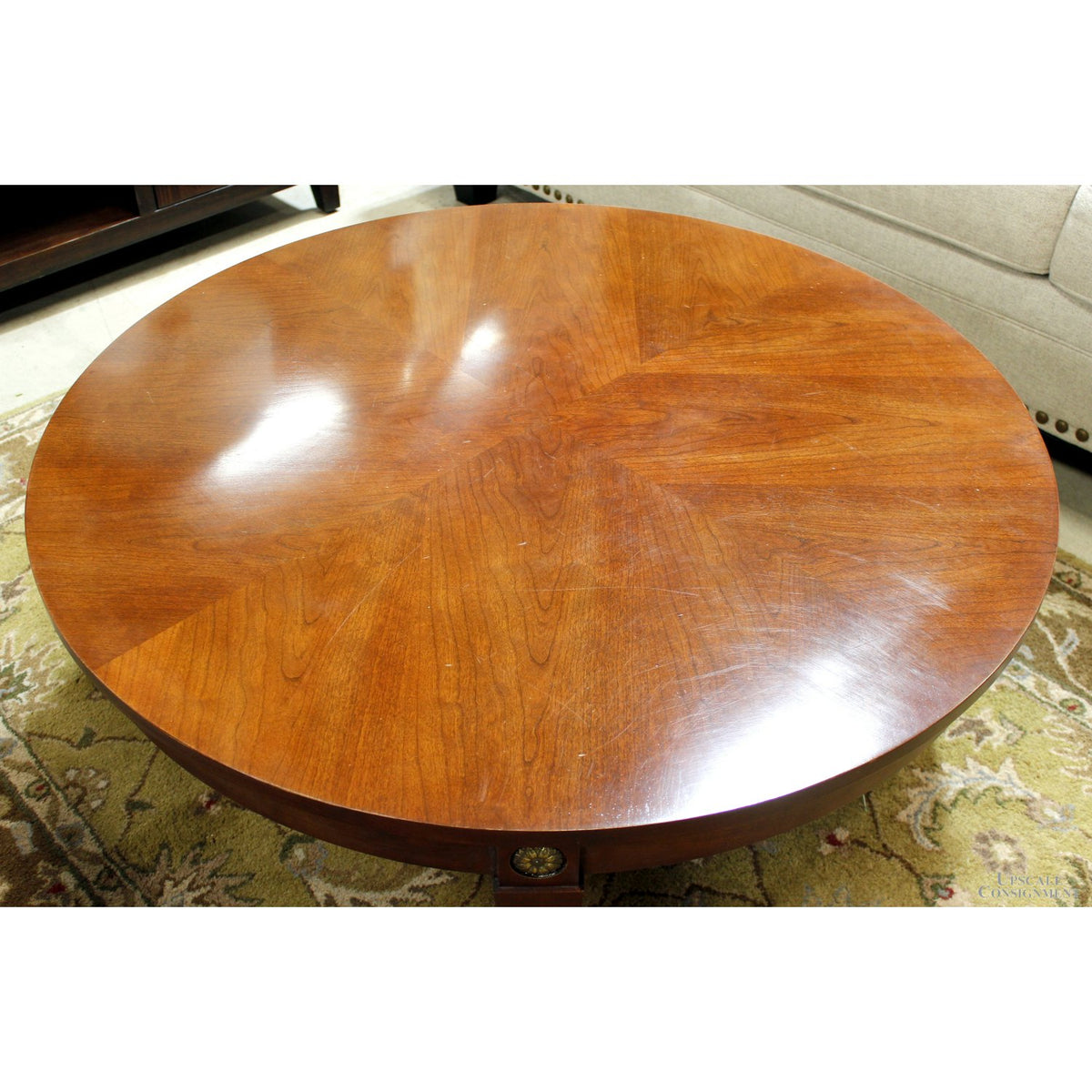 Ethan Allen Round Medallion Coffee Table
