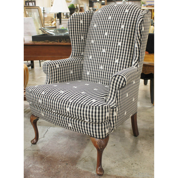 Gingham Bee Wingback Chair
