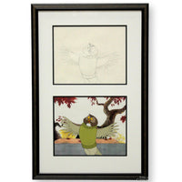 Disney Framed Hand Drawn Production Cel Artwork 'Winnie The Pooh Seasons Mr Owl'