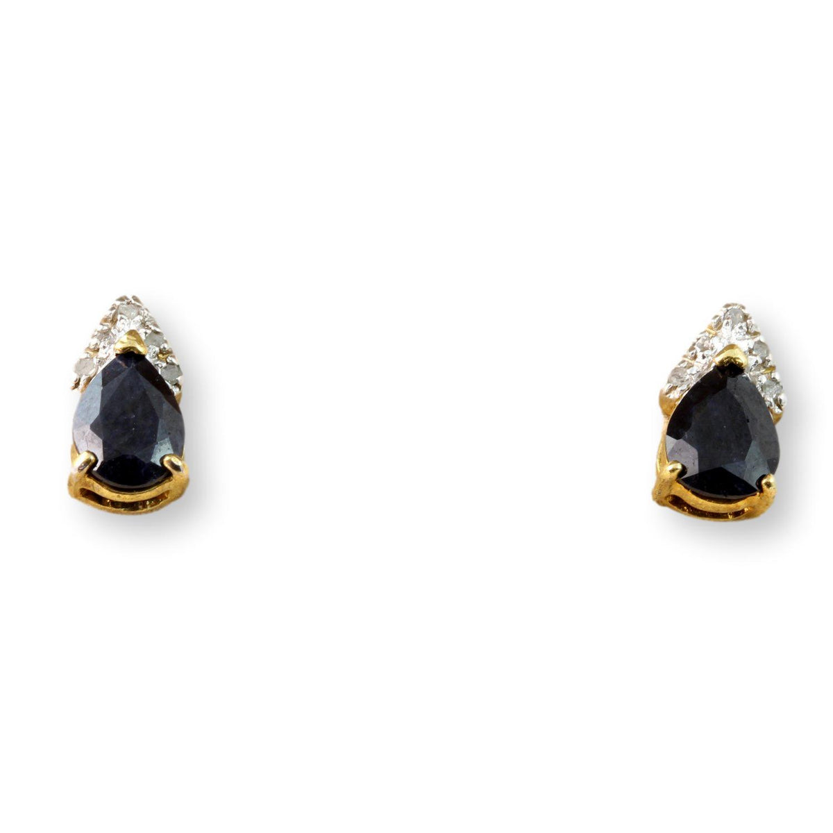 3ctw Black Sapphire Diamond 18K Gold Vermeil Teardrop Earrings