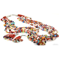 Vintage Santo Domingo Pueblo Multi-Strand Heishi Necklace & Earring Set