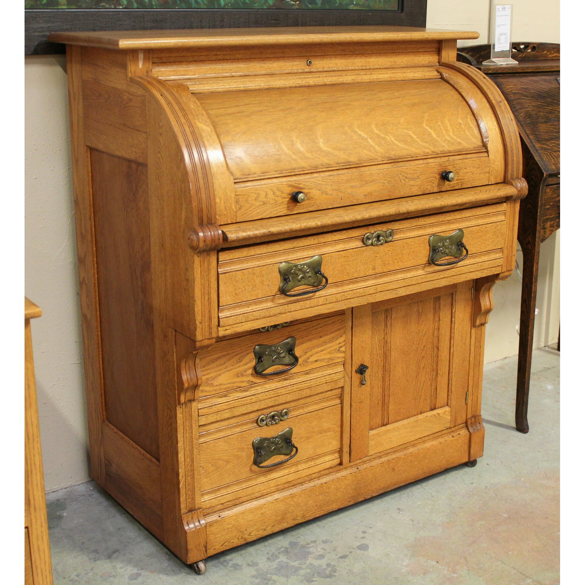 Vintage Oak Rolltop Desk