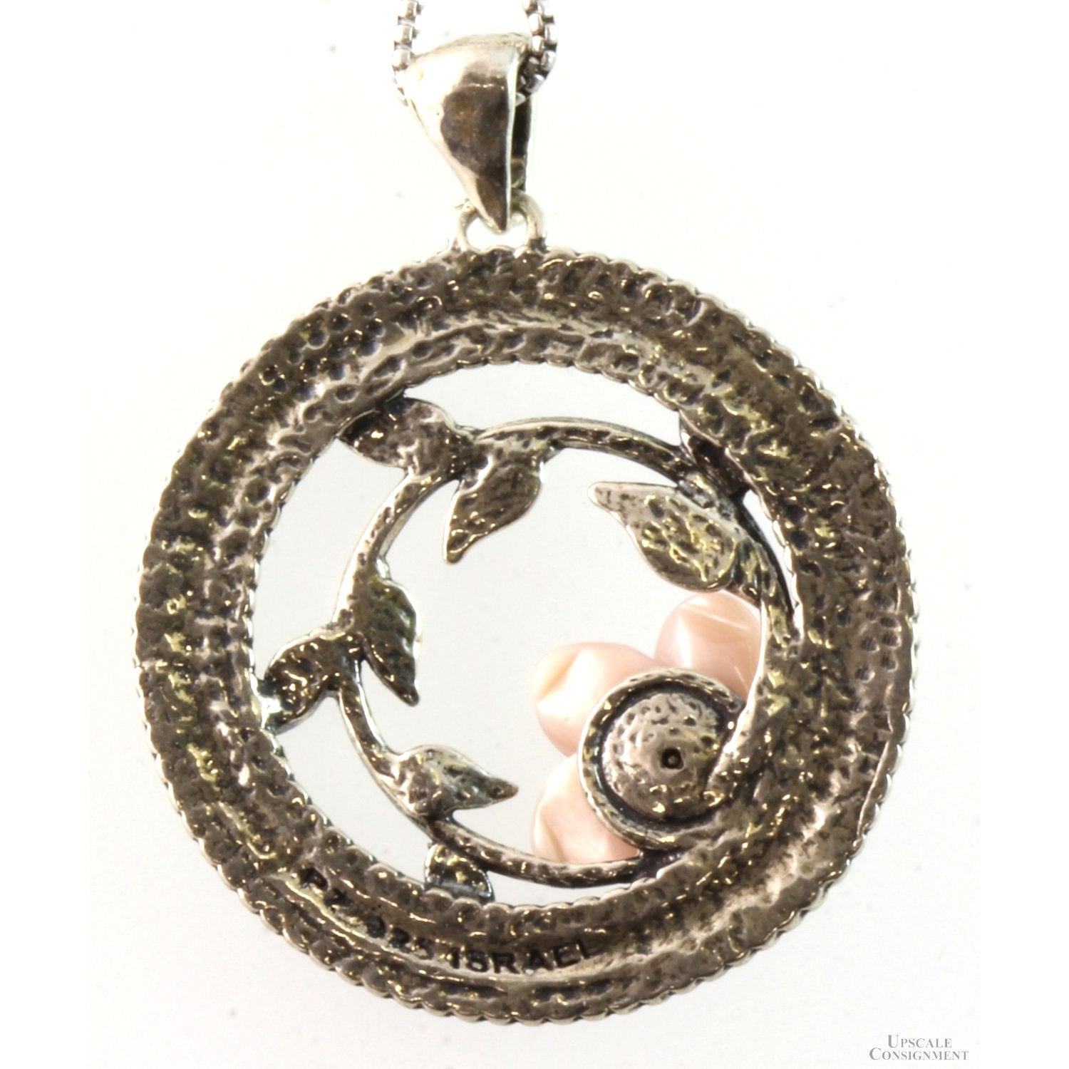 Sterling Silver Carved Mother of Pearl Flower Necklace – Upscale