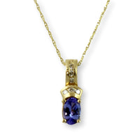 .44ct Tanzanite .05ctw Diamond 14K Gold Pendant 18" Necklace