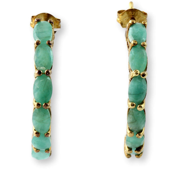 3.05ctw Emerald 18K Yellow Gold Vermeil Caterpillar Earrings