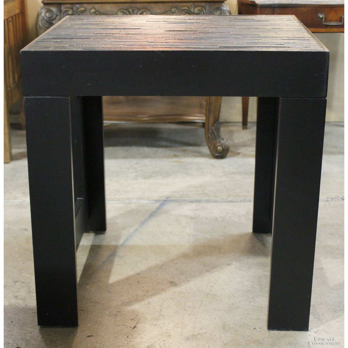 Faux Wood Strip Square End Table