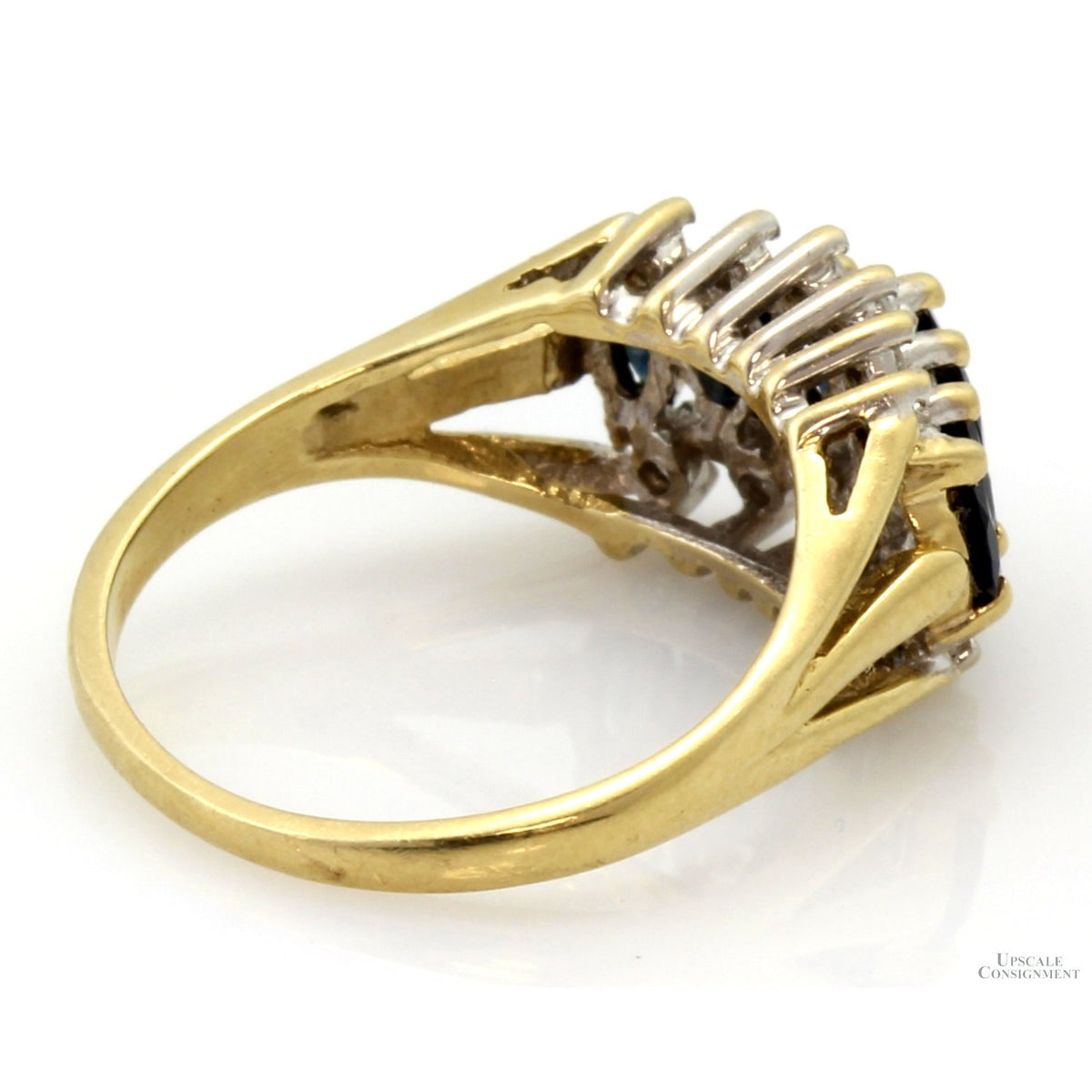 Vintage Natural Sapphire & Diamond 14K Yellow Gold Ring