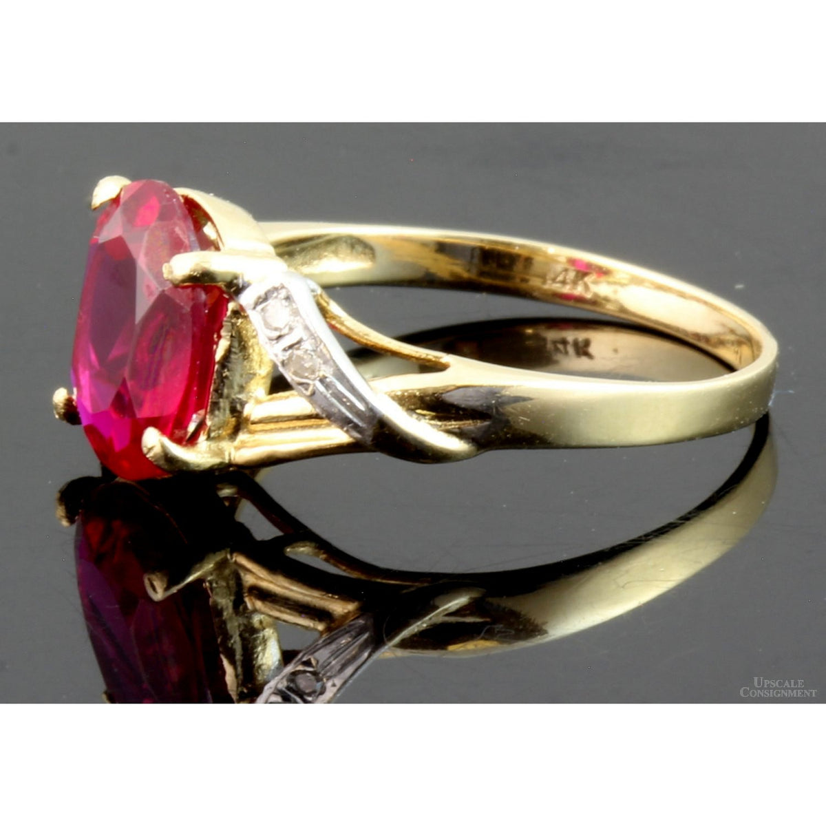 2.41ct Lab-Created Ruby & Diamond 14K Yellow Gold Ring