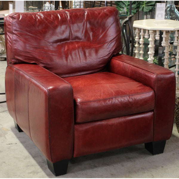 American Leather Red Leather Pusback Recliner