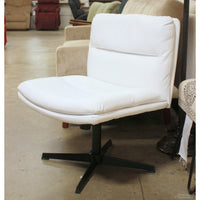 White Vinyl Swivel Accent Chair