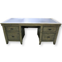 P.G.T Reclaimed Rustic Leather Top Executive Desk