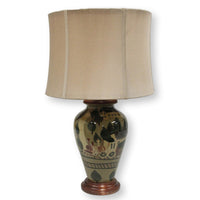 Train Motif Hand Painted Urn Lamp