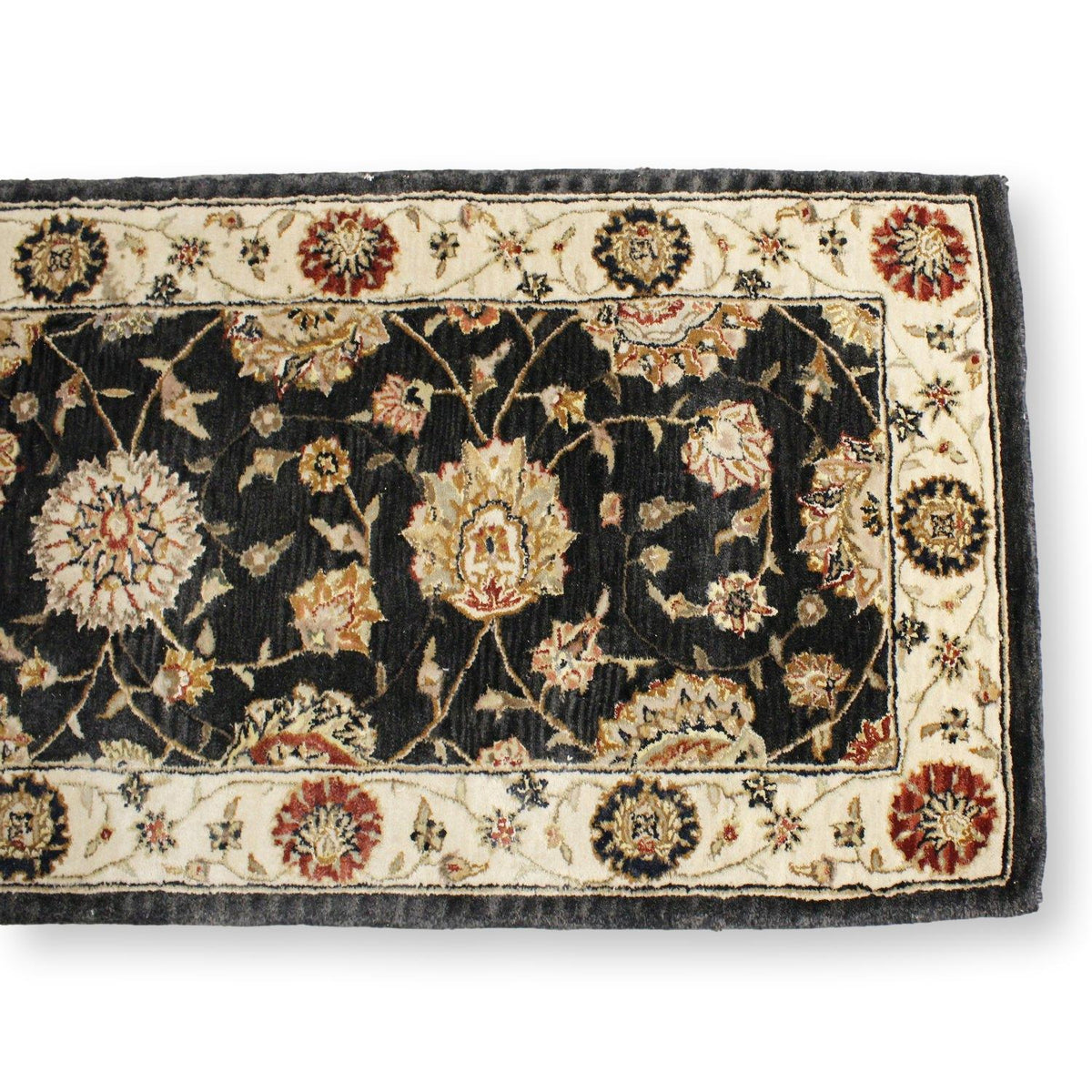 2' 4'' X 8' Black & Ivory Wool Runner Rug