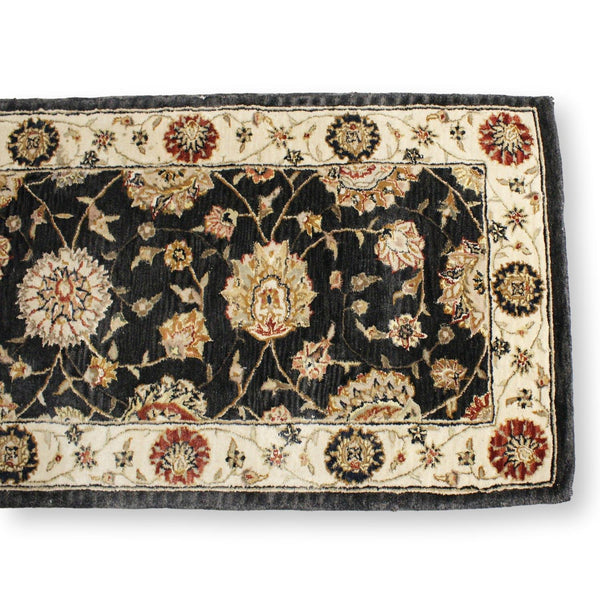 2' 4'' X 8' Black & Ivory Wool Runner Rug
