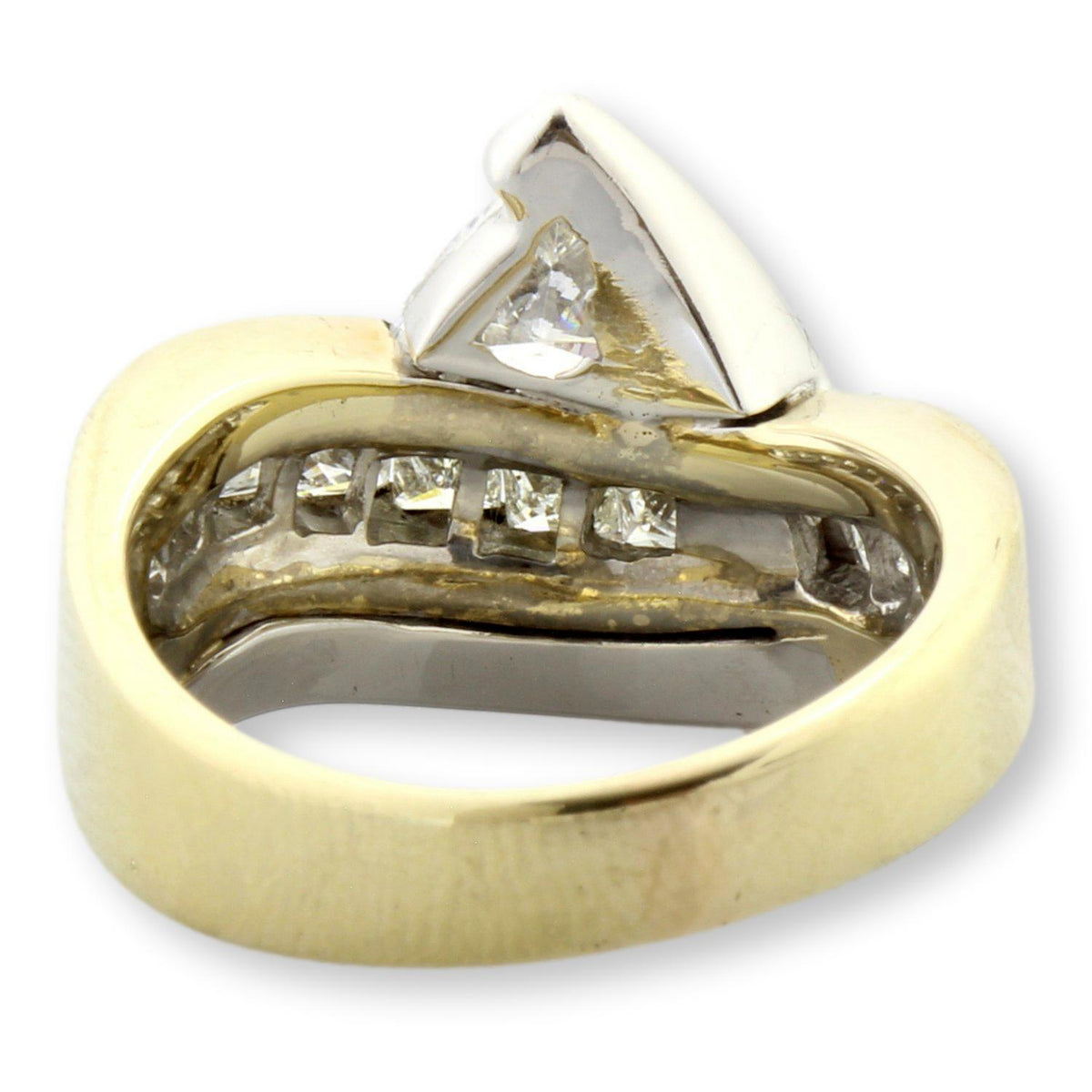 14K Two-Tone Gold 2.16 Carat Diamond Trillion & Princess-Cut Ring