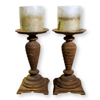 Pair of Large Hurricane Candle Holders